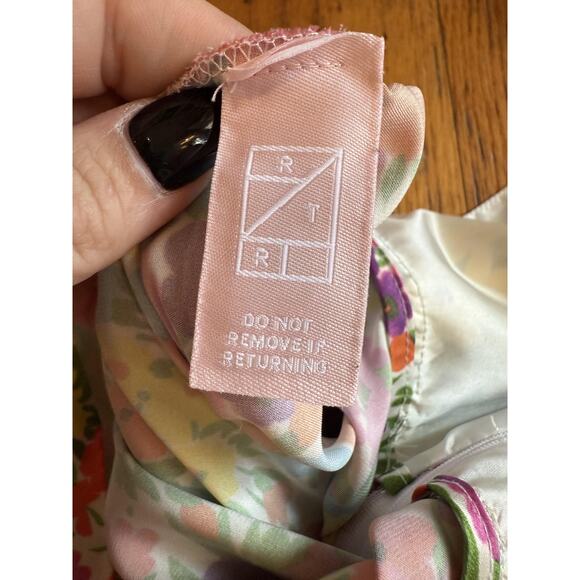 Les Reveries Dress Womens 6 Floral Plunge V Neck Tie Shoulder Slip Made USA - Picture 5 of 5